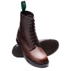 NEW SOLOVAIR men's 8 eye derby boots in brown gaucho crazy horse